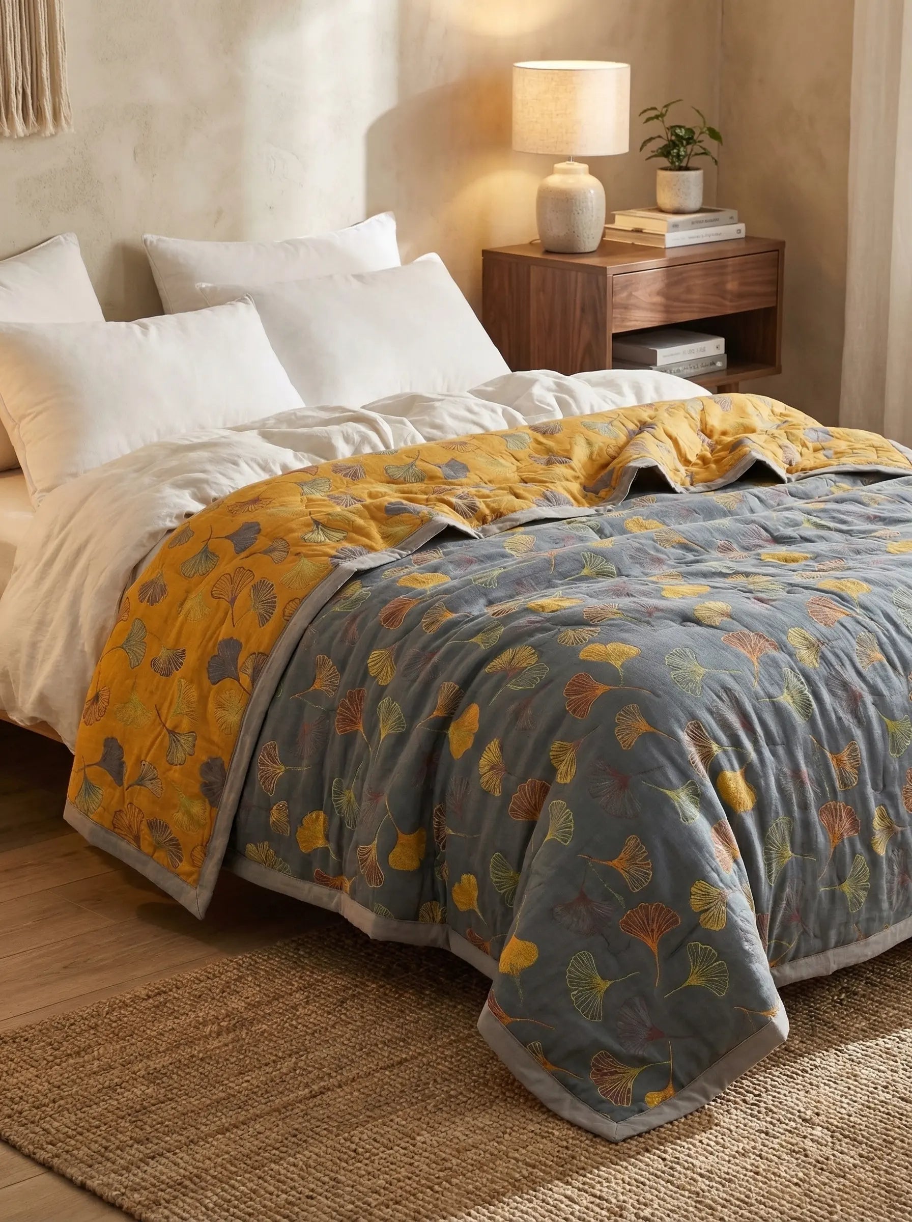 Manta Floral De Algodón Para Sofá | Manta Decorativa Con Hojas Para Cama-Blanket-SeemSeem
