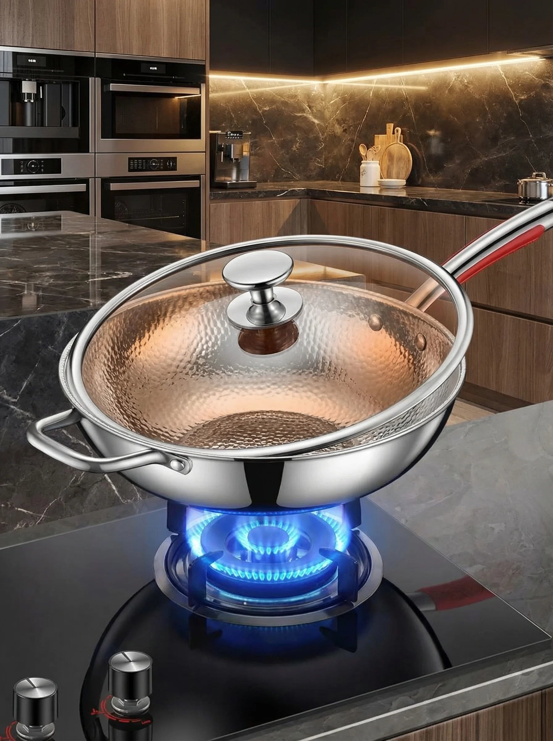 Sartén Wok Para Inducción | Wok De Acero Inoxidable Para Cocinar-Frying Pan-SeemSeem