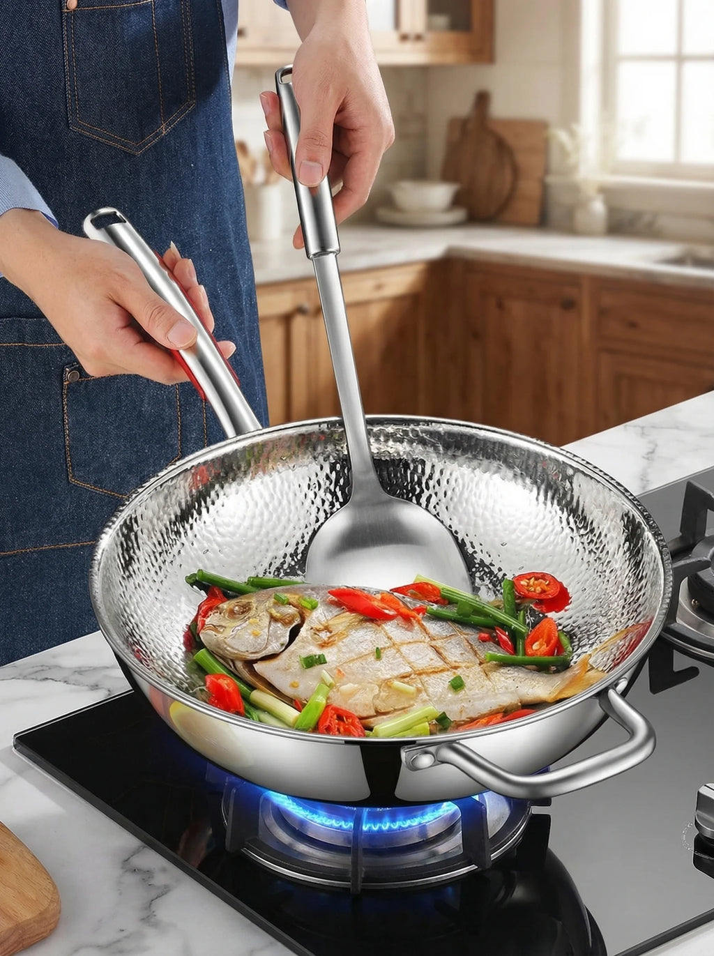 Sartén Wok Para Inducción | Wok De Acero Inoxidable Para Cocinar-Frying Pan-SeemSeem