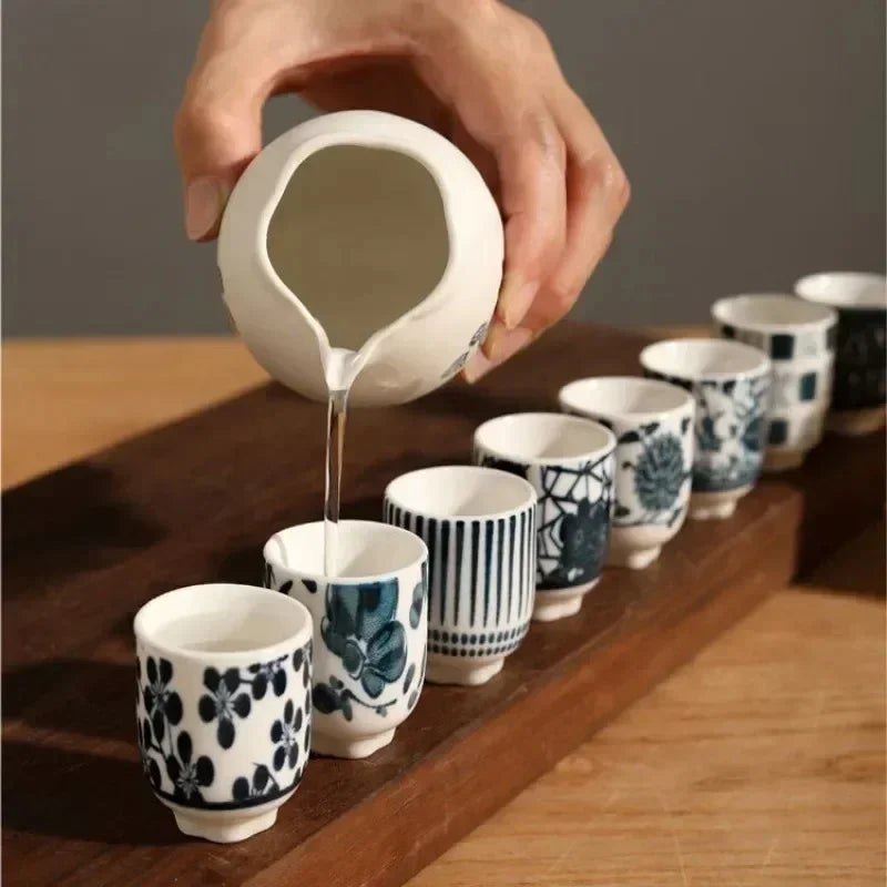 Juego de Tazas de Cerámica Japonesa | Set de Degustación con Jarra-drinkware-SeemSeem