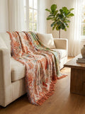 Manta Boho Floral De Algodón | Manta Decorativa Para Sofá O Cama-Blanket-SeemSeem