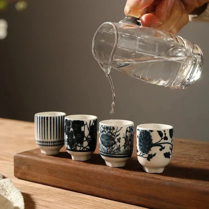Juego de Tazas de Cerámica Japonesa | Set de Degustación con Jarra-drinkware-SeemSeem