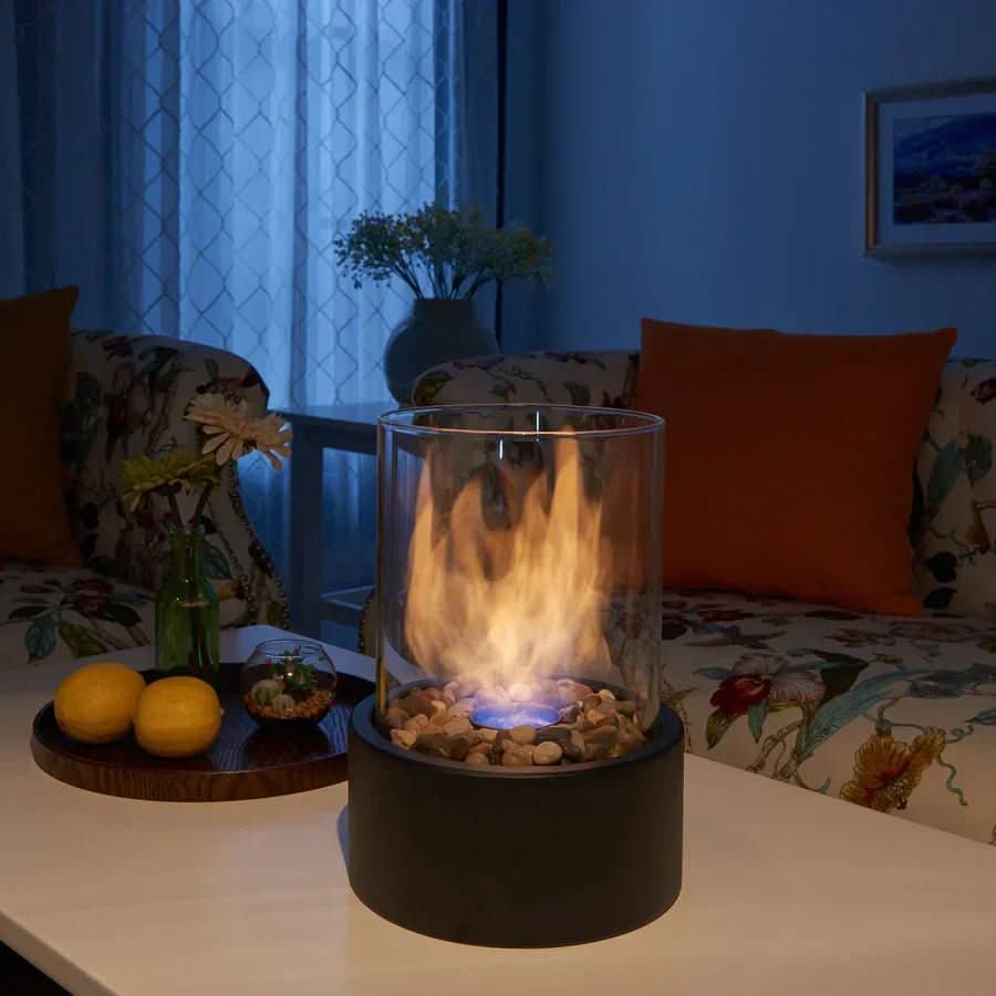 Chimenea De Mesa De Bioetanol | Fogón Decorativo Con Cristal Protector-Fireplaces-SeemSeem