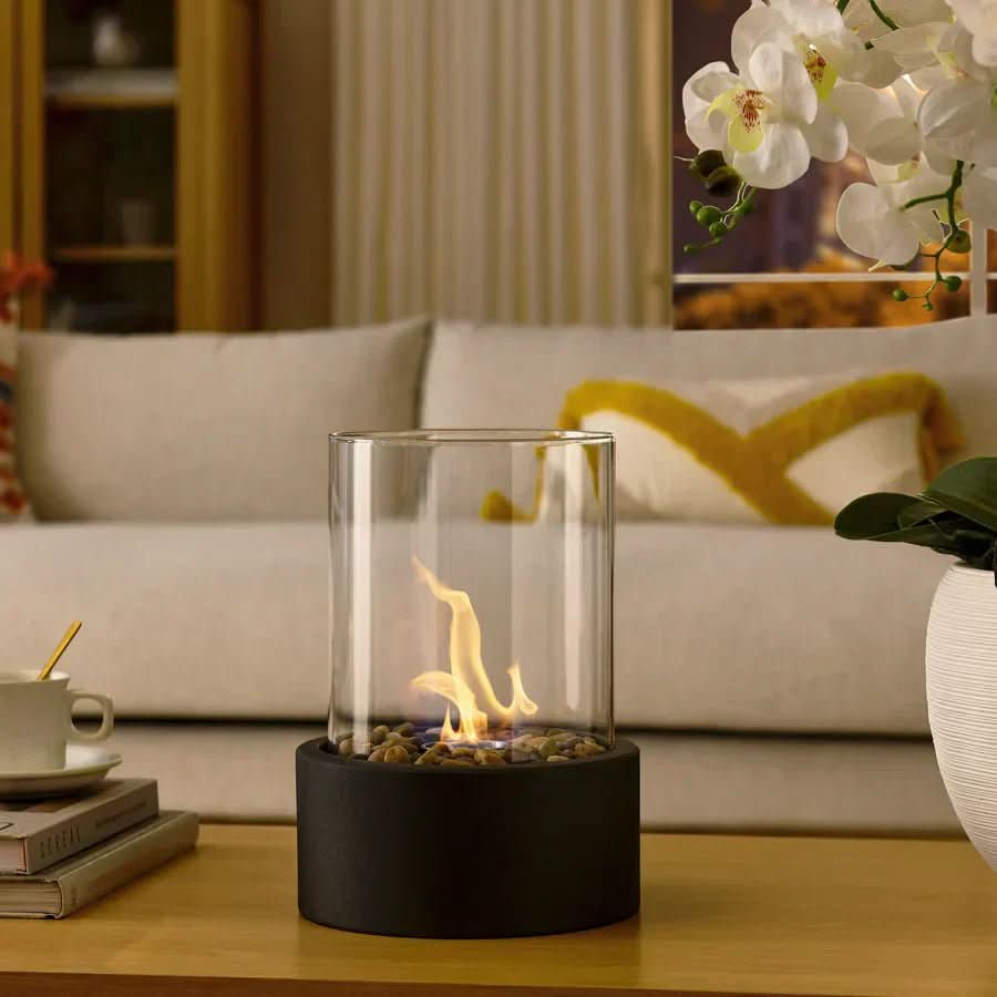 Chimenea De Mesa De Bioetanol | Fogón Decorativo Con Cristal Protector-Fireplaces-SeemSeem