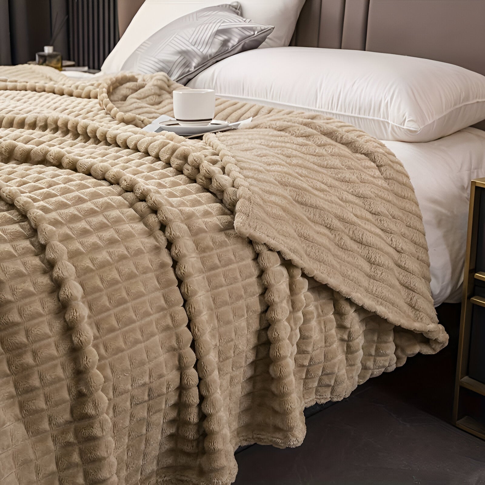 Manta Acanalada De Franela | Cobija Suave Para Sofá Y Cama-Blanket-SeemSeem