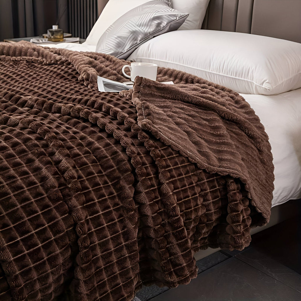 Manta Acanalada De Franela | Cobija Suave Para Sofá Y Cama-Blanket-SeemSeem