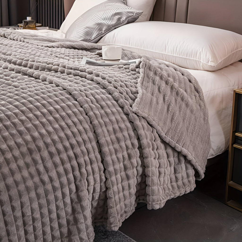 Manta Acanalada De Franela | Cobija Suave Para Sofá Y Cama-Blanket-SeemSeem