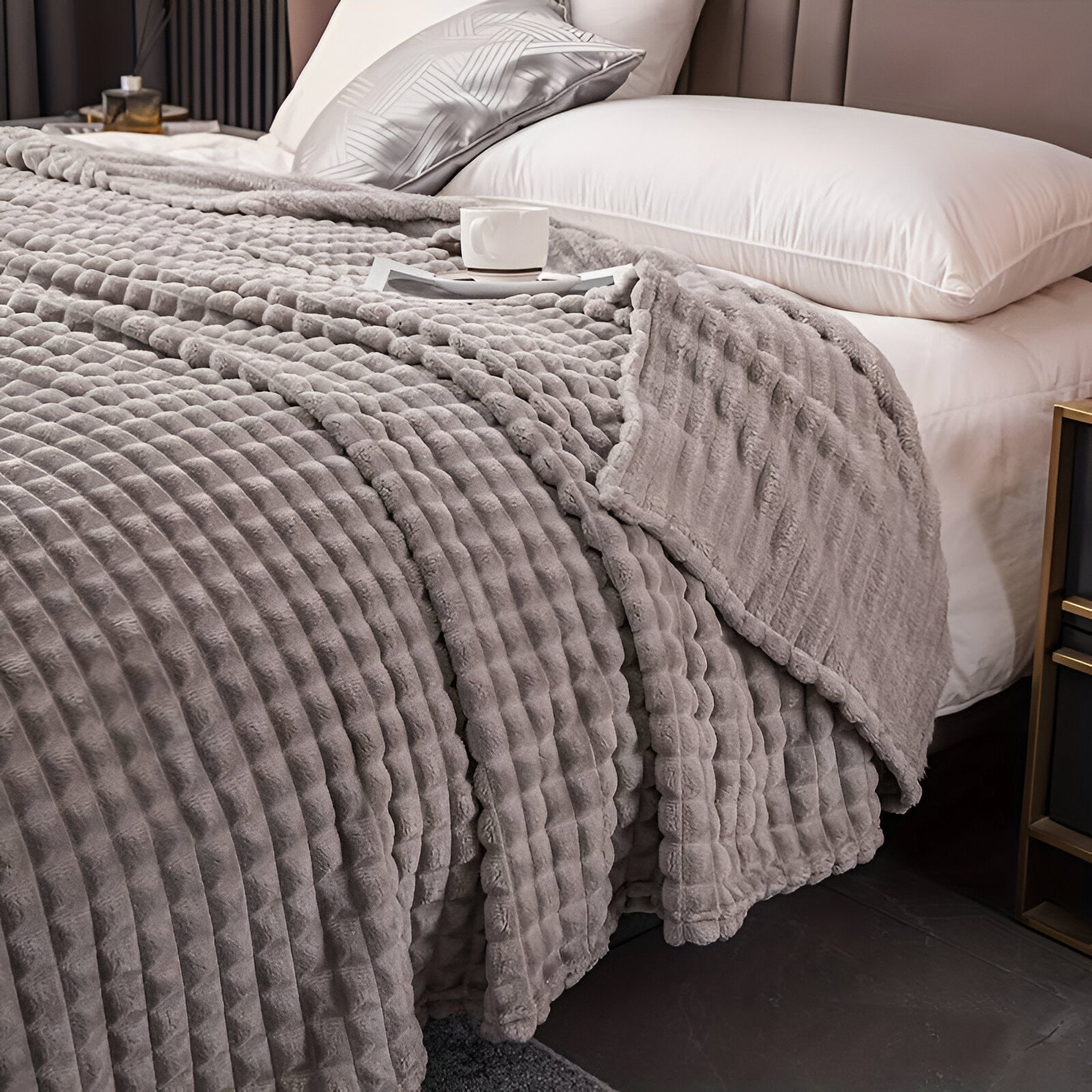Manta Acanalada De Franela | Cobija Suave Para Sofá Y Cama-Blanket-SeemSeem