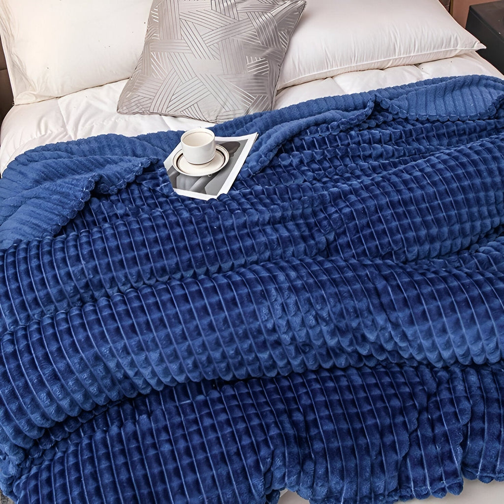Manta Acanalada De Franela | Cobija Suave Para Sofá Y Cama-Blanket-SeemSeem