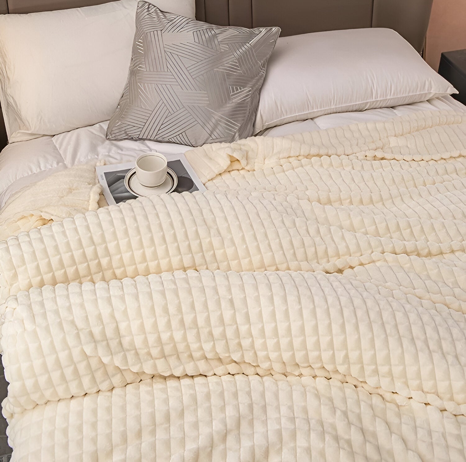 Manta Acanalada De Franela | Cobija Suave Para Sofá Y Cama-Blanket-SeemSeem