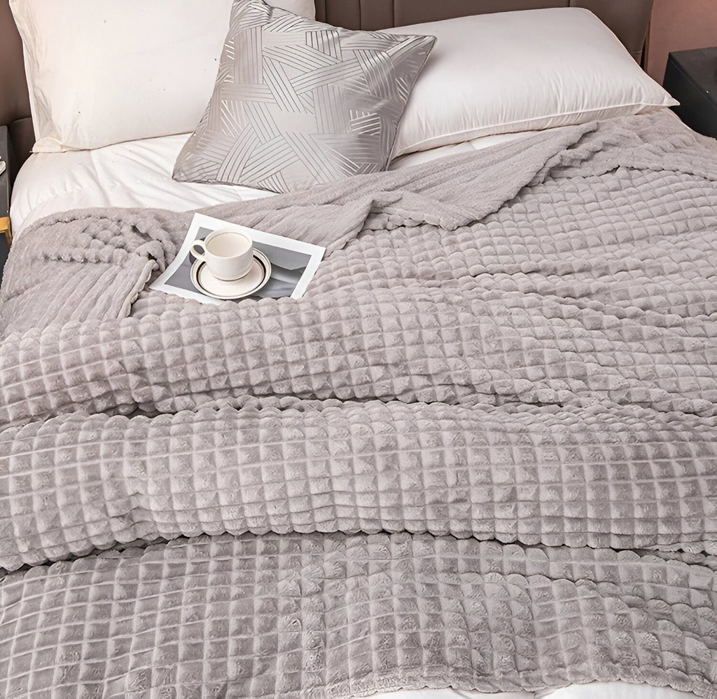 Manta Acanalada De Franela | Cobija Suave Para Sofá Y Cama-Blanket-SeemSeem