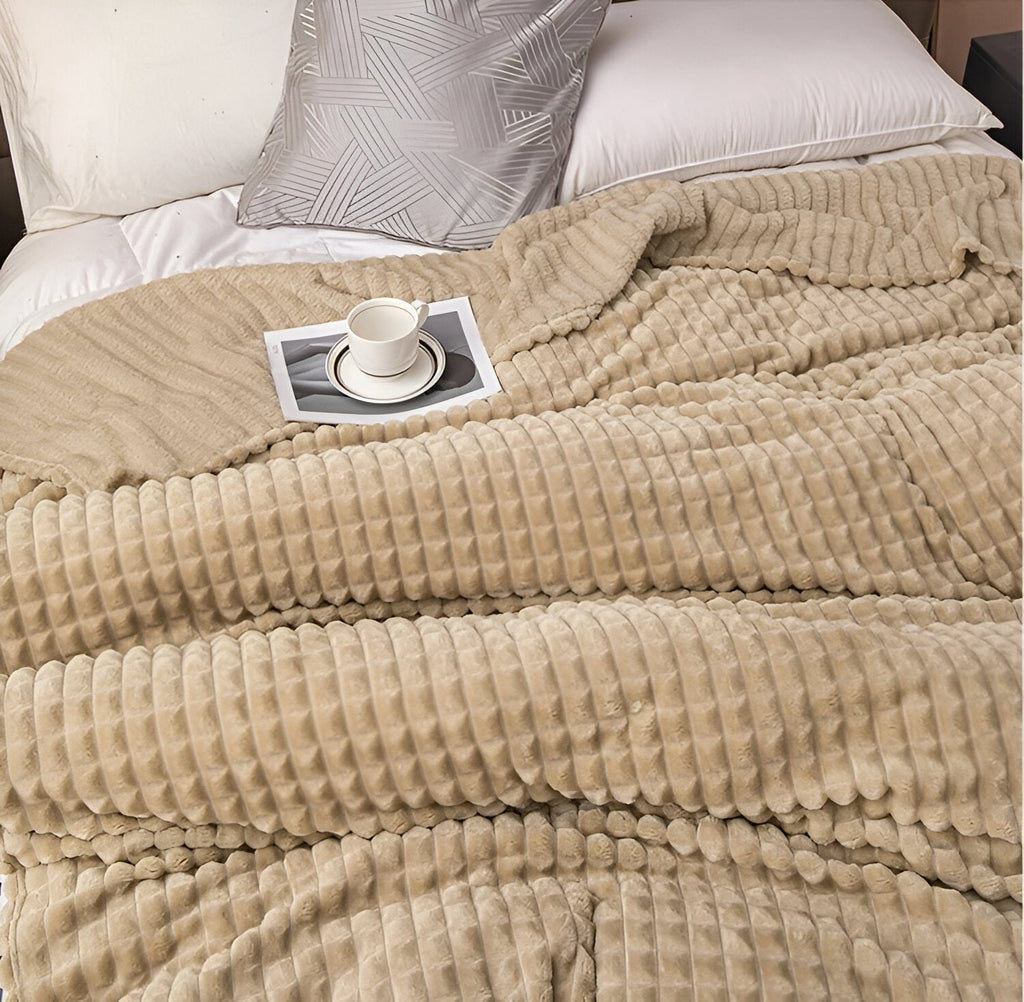 Manta Acanalada De Franela | Cobija Suave Para Sofá Y Cama-Blanket-SeemSeem