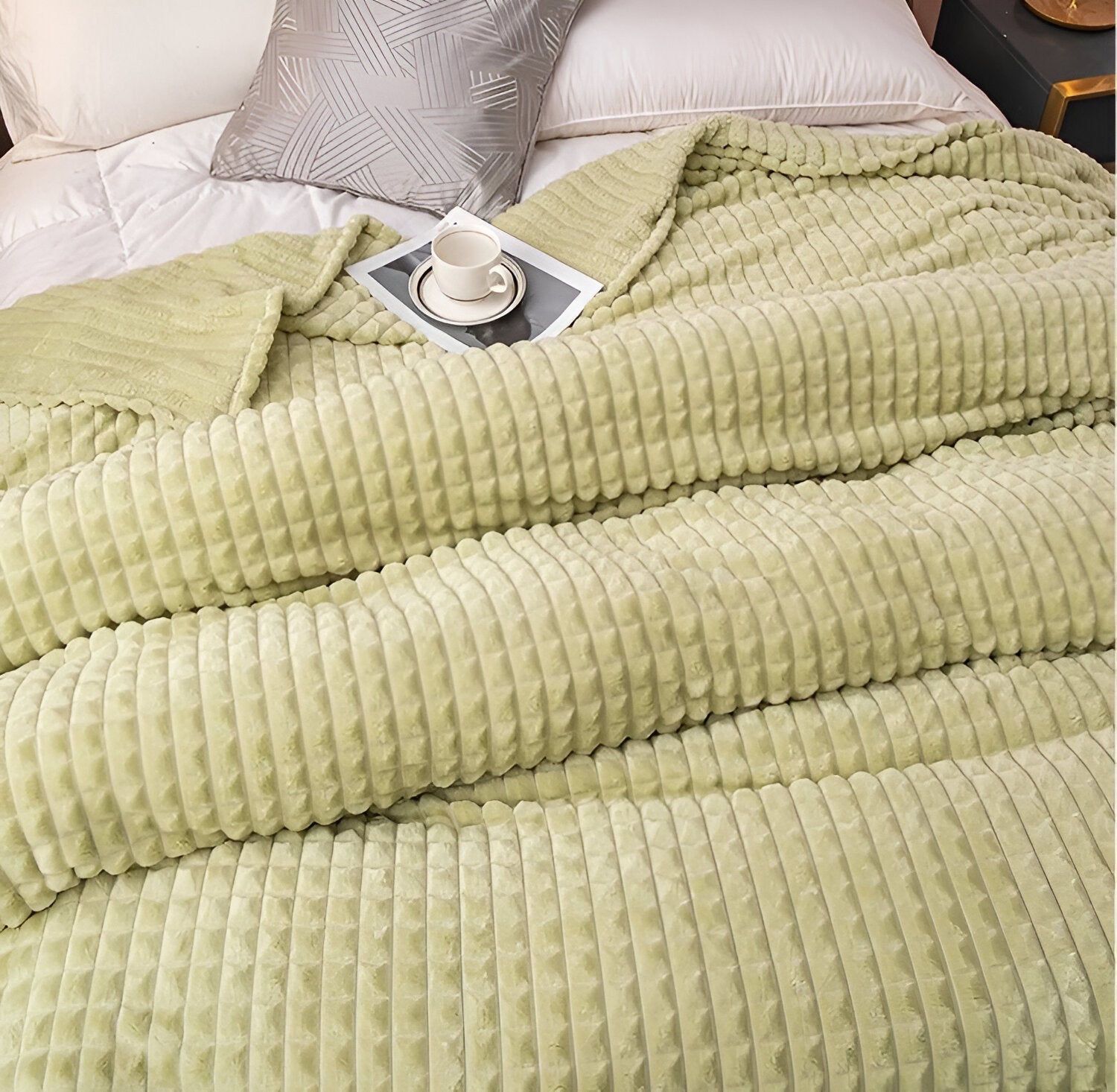 Manta Acanalada De Franela | Cobija Suave Para Sofá Y Cama-Blanket-SeemSeem