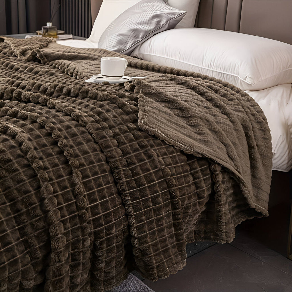 Manta Acanalada De Franela | Cobija Suave Para Sofá Y Cama-Blanket-SeemSeem