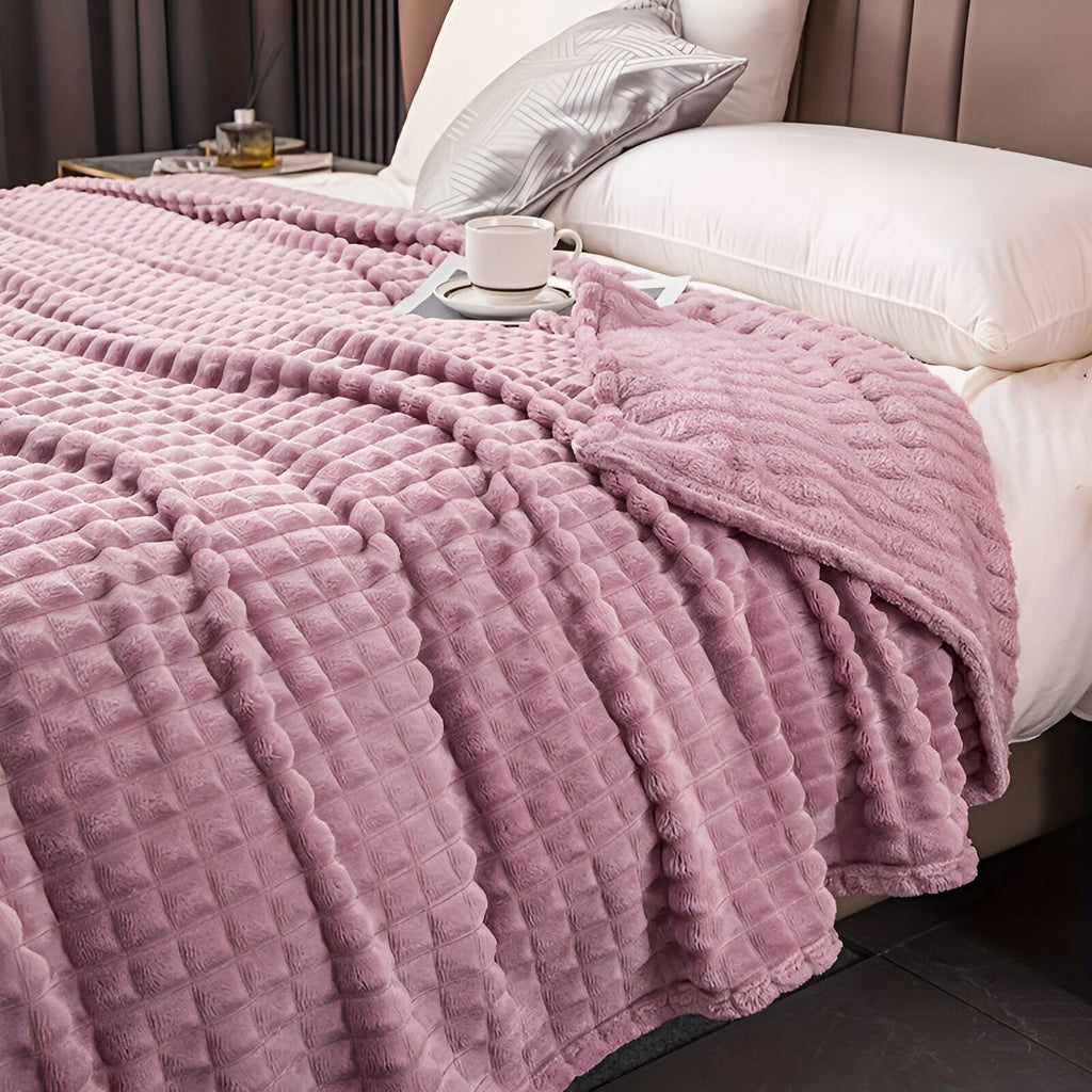 Manta Acanalada De Franela | Cobija Suave Para Sofá Y Cama-Blanket-SeemSeem