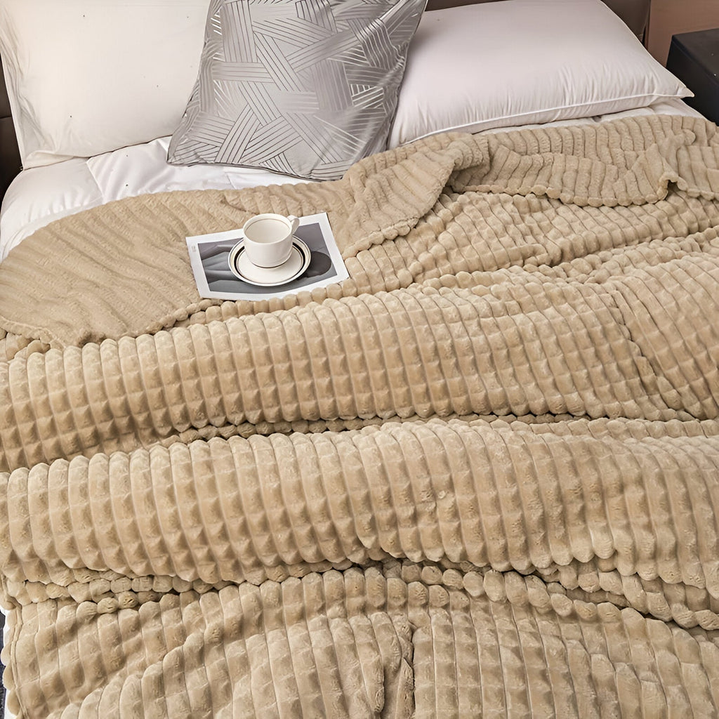 Manta Acanalada De Franela | Cobija Suave Para Sofá Y Cama-Blanket-SeemSeem