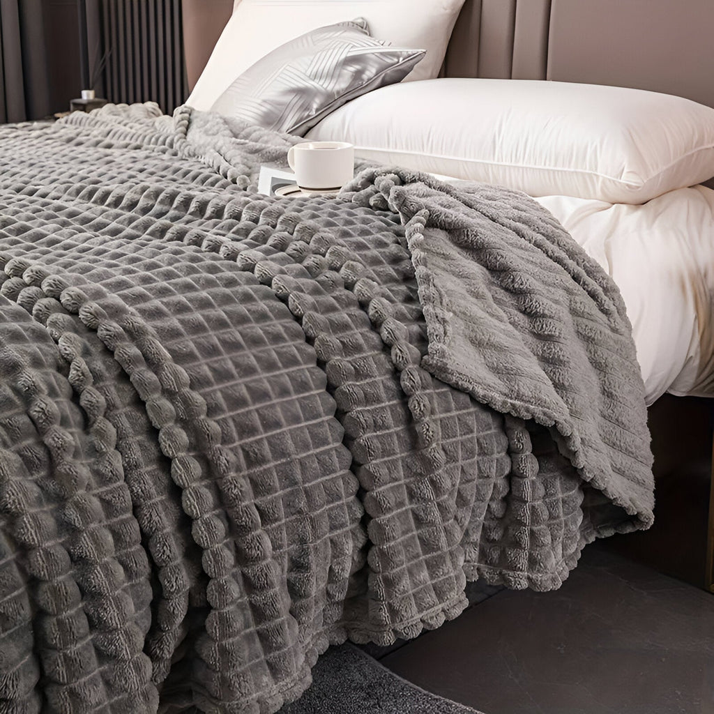 Manta Acanalada De Franela | Cobija Suave Para Sofá Y Cama-Blanket-SeemSeem