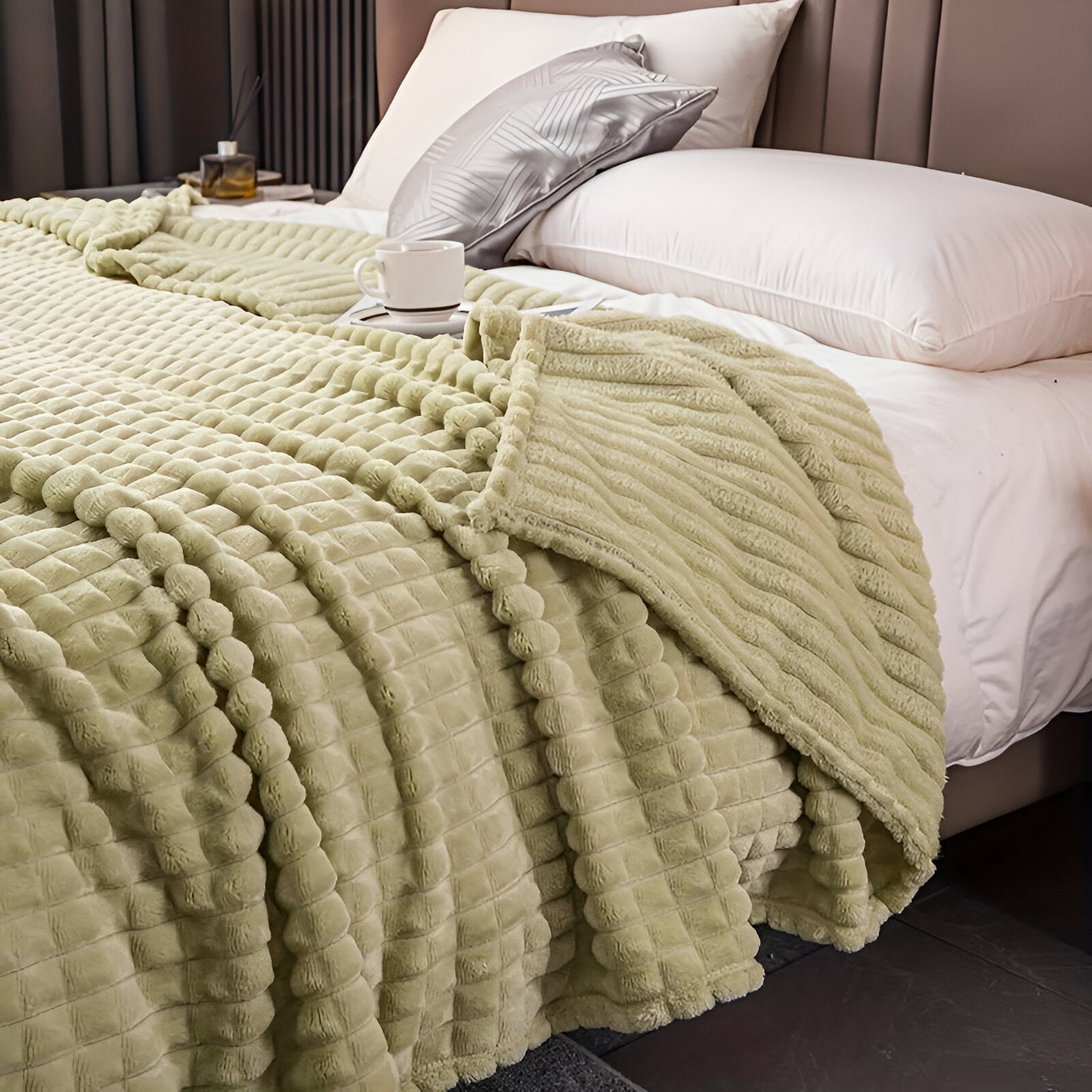 Manta Acanalada De Franela | Cobija Suave Para Sofá Y Cama-Blanket-SeemSeem