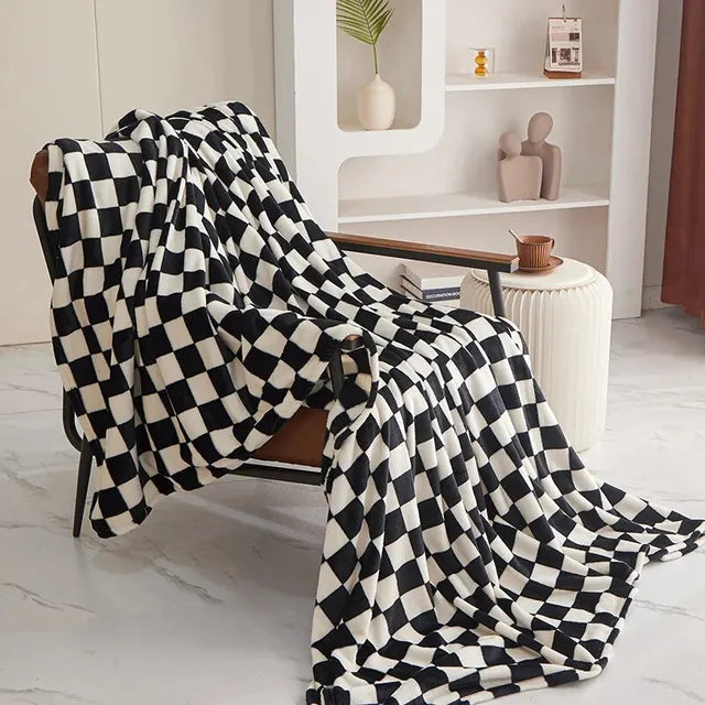 Manta Cuadros Checkerboard | Cobija Decorativa Suave Para Sofá Y Cama-Blankets-SeemSeem