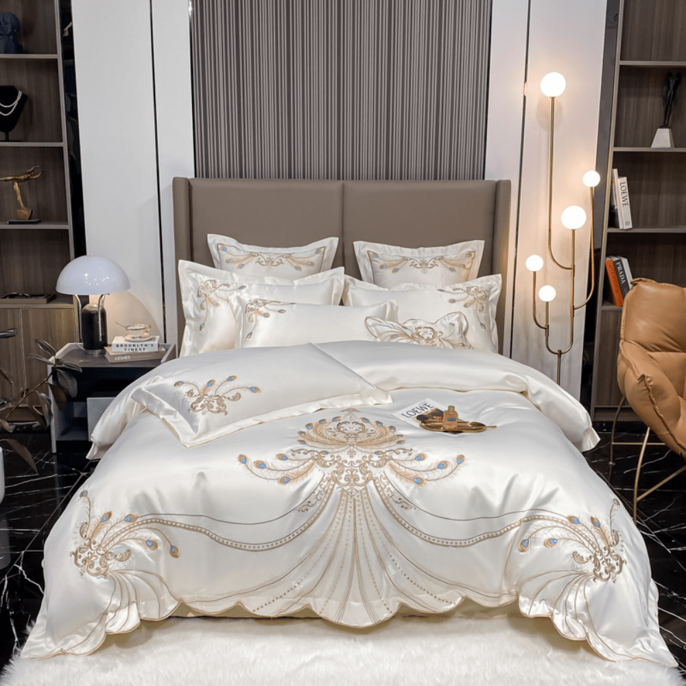 Juego De Cama Bordado De Lujo | Funda Nórdica Elegante Con Detalles Ornamentales-Beddings-SeemSeem