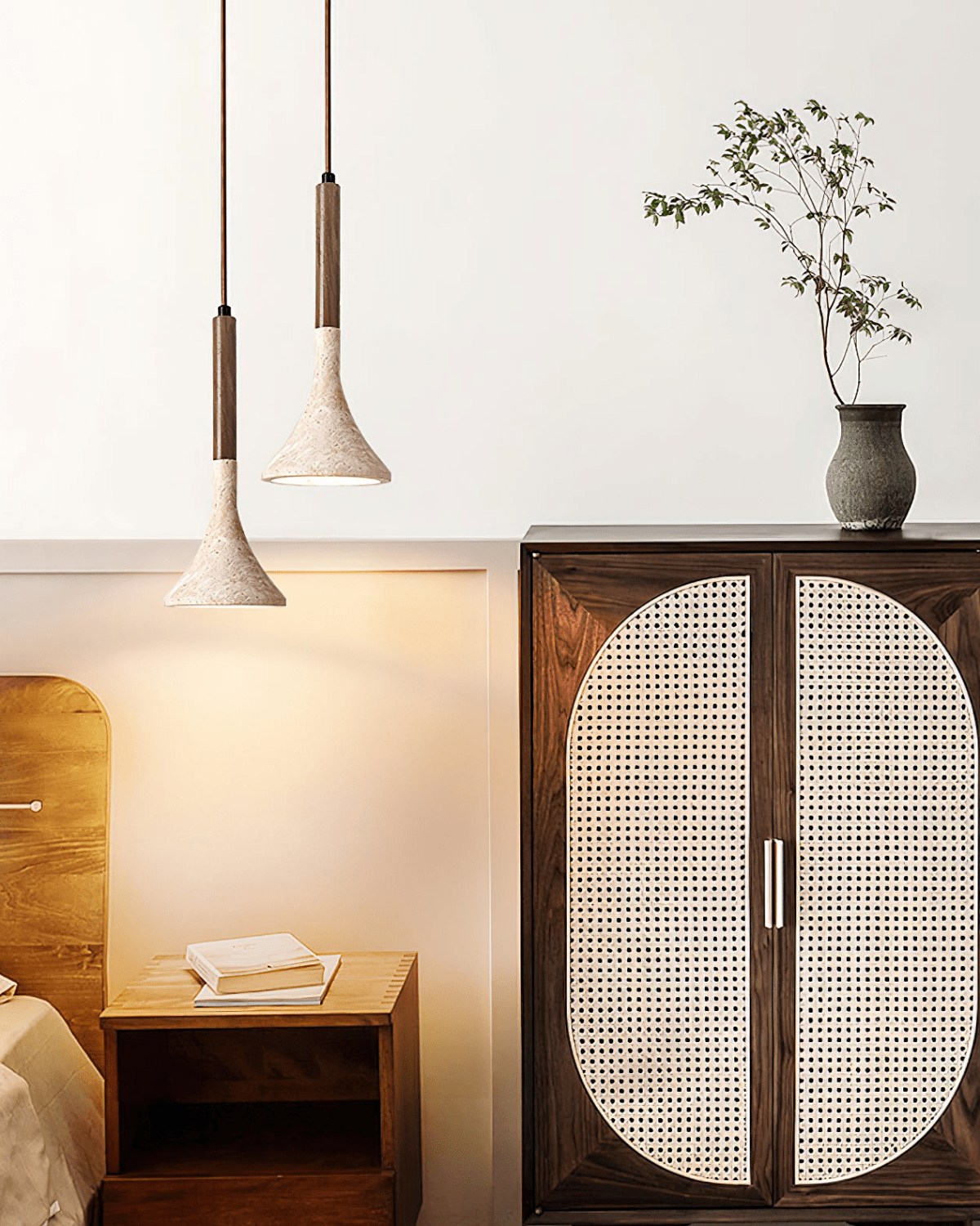 Lámpara Colgante Travertino | Diseño Minimalista Con Detalles De Madera-Lamp-SeemSeem