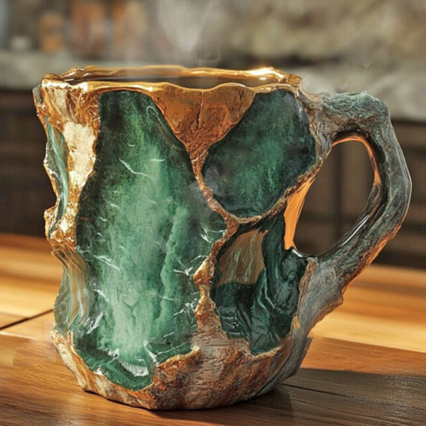 Taza Efecto Cristal Mineral | Asa Integrada Forma Irregular Para Café y Té-mugs-SeemSeem