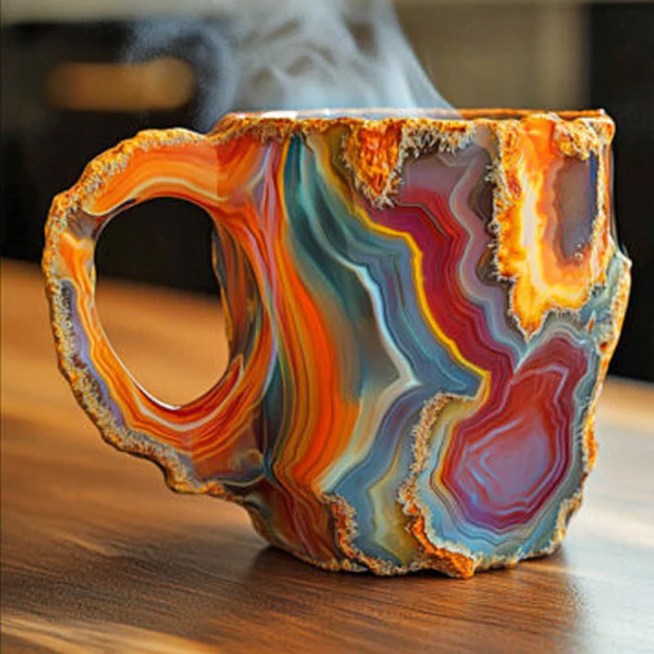 Taza Efecto Cristal Mineral | Asa Integrada Forma Irregular Para Café y Té-mugs-SeemSeem