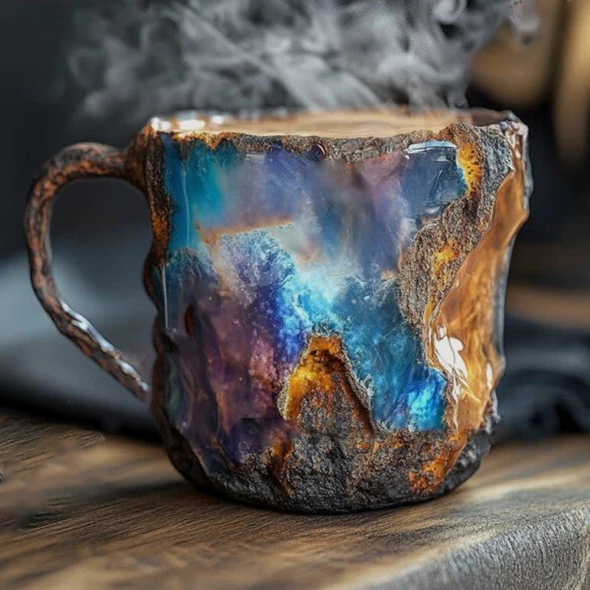 Taza Efecto Cristal Mineral | Asa Integrada Forma Irregular Para Café y Té-mugs-SeemSeem