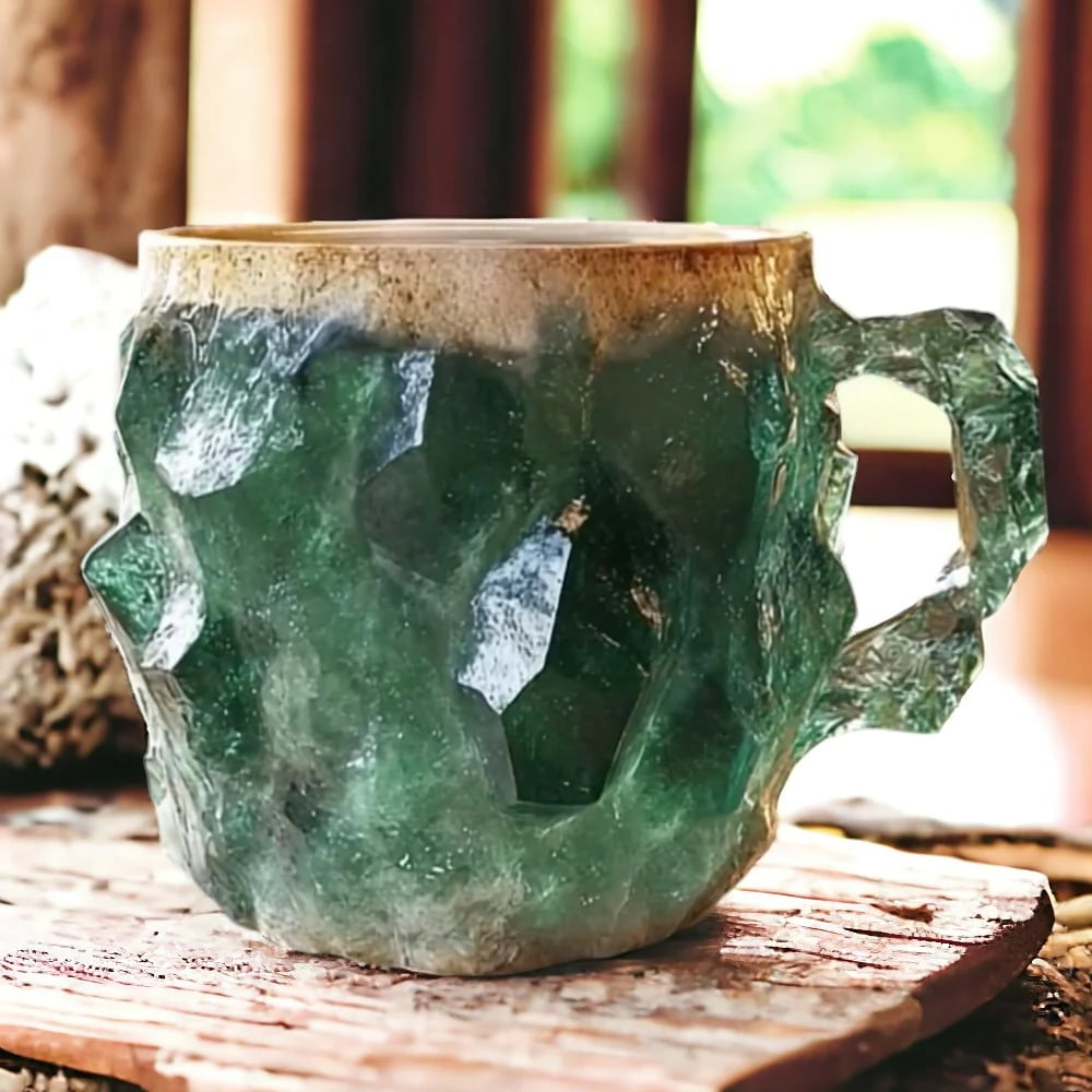 Taza Efecto Cristal Mineral | Asa Integrada Forma Irregular Para Café y Té-mugs-SeemSeem