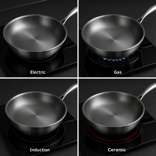 Sartén Acabado Martillado | Mango Largo Superficie Circular Para Cocina-pans-SeemSeem