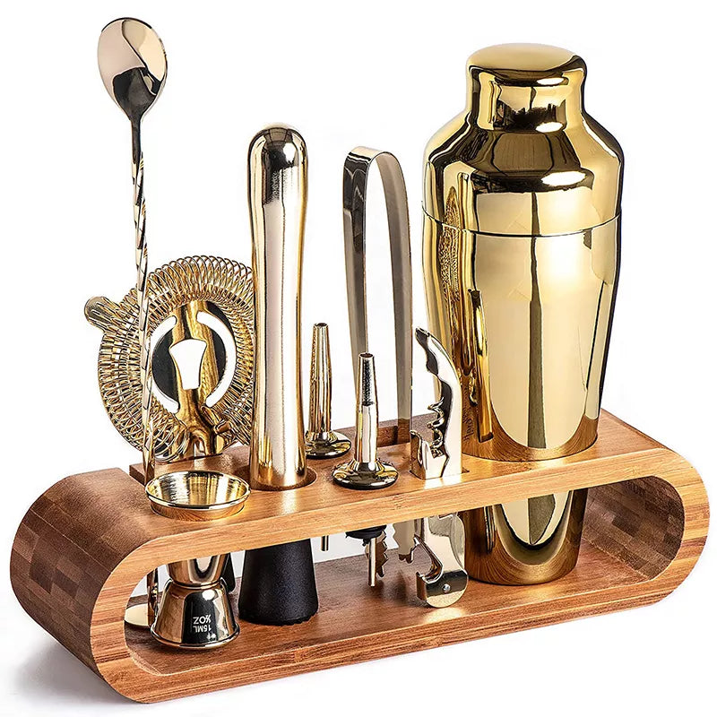 Set de Coctelería Profesional | Kit de Bartender con Soporte de Bambú-barware-SeemSeem