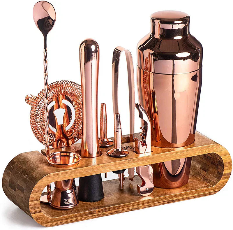 Set de Coctelería Profesional | Kit de Bartender con Soporte de Bambú-barware-SeemSeem