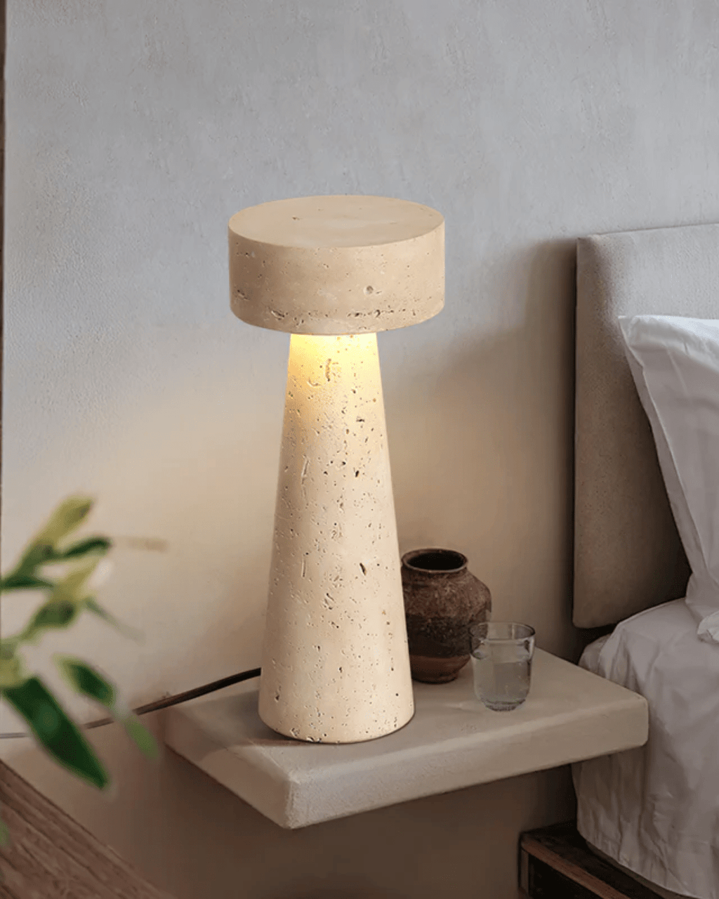 Lámpara De Mesa Travertino | Diseño Escultural Minimalista-Lamp-SeemSeem