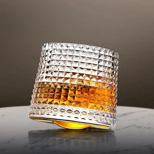 Vaso de Cristal Texturizado | Patrón Geométrico Transparente Para Whisky y Cócteles-glasses-SeemSeem