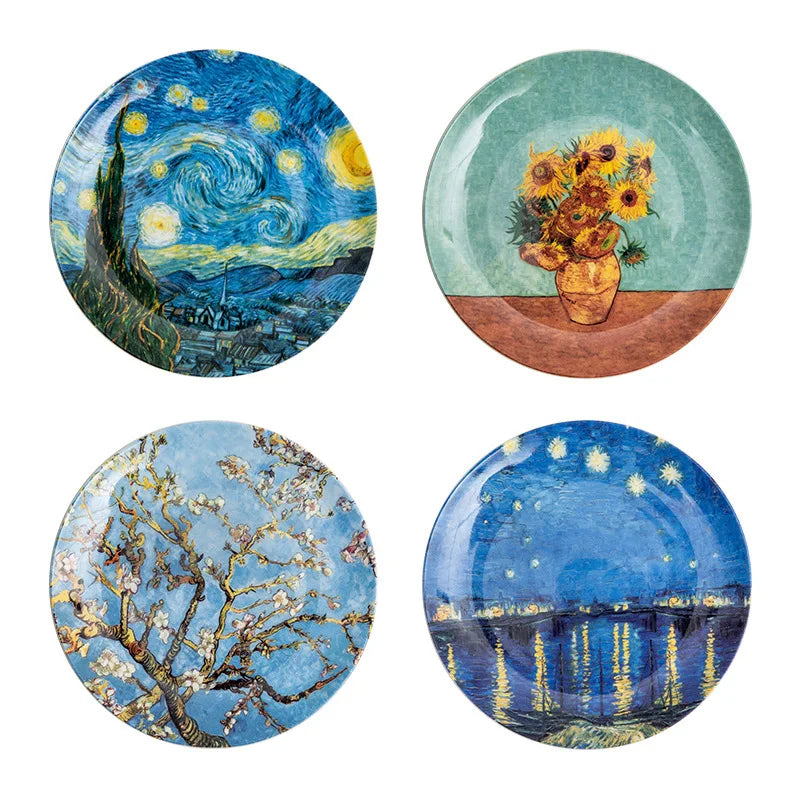 Plato Decorativo Con Diseño De Girasoles | Vajilla Artística Redonda-plates-SeemSeem
