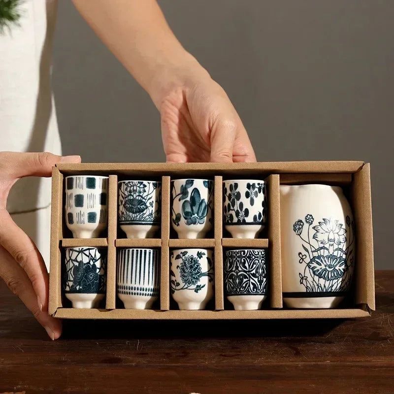Juego de Tazas de Cerámica Japonesa | Set de Degustación con Jarra-drinkware-SeemSeem