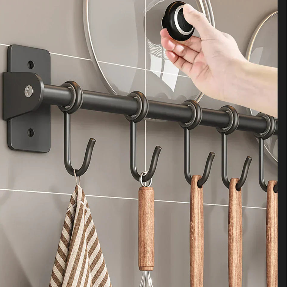 Barra De Cocina Con Ganchos | Soporte Colgante Para Utensilios Y Tapas-Rack-SeemSeem