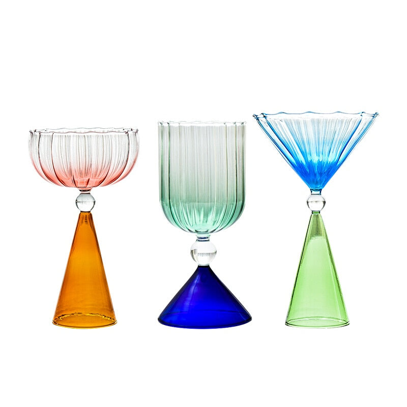 Copa Decorativa Escultural | Base Cónica Geométrica-drinkware-SeemSeem