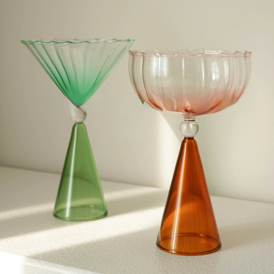 Copa Decorativa Escultural | Base Cónica Geométrica-drinkware-SeemSeem