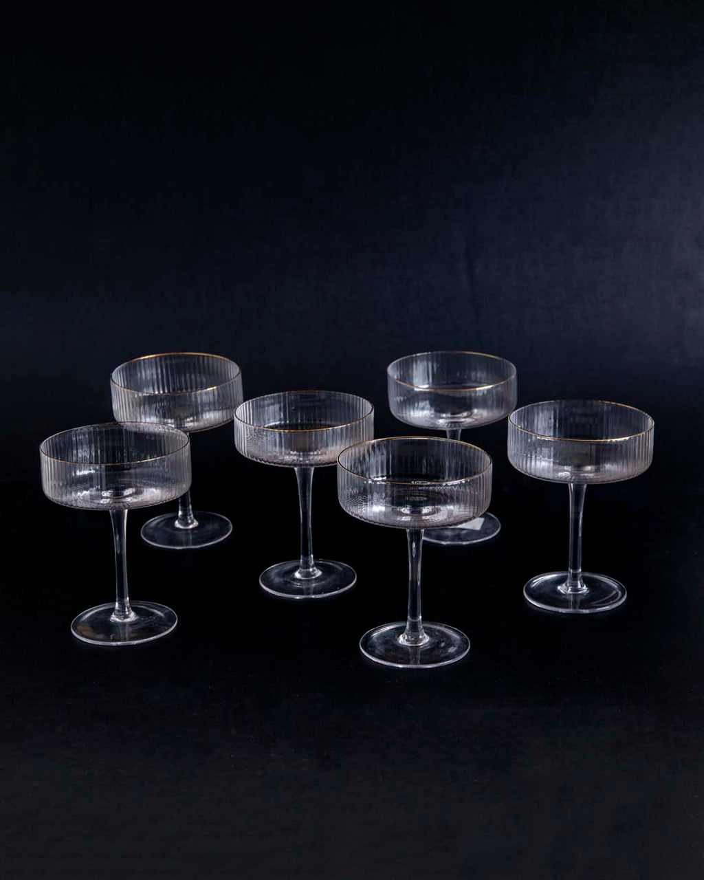 Copas De Cóctel De Cristal | Diseño Coupe Estriado-Glass-SeemSeem