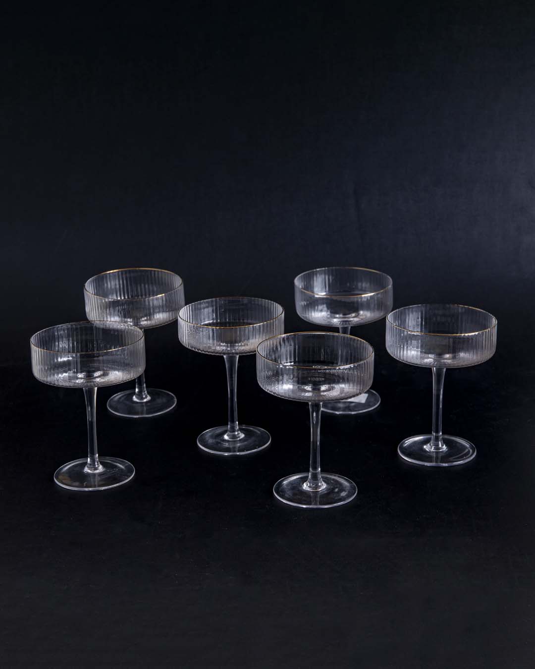 Copas De Cóctel De Cristal | Diseño Coupe Estriado-Glass-SeemSeem