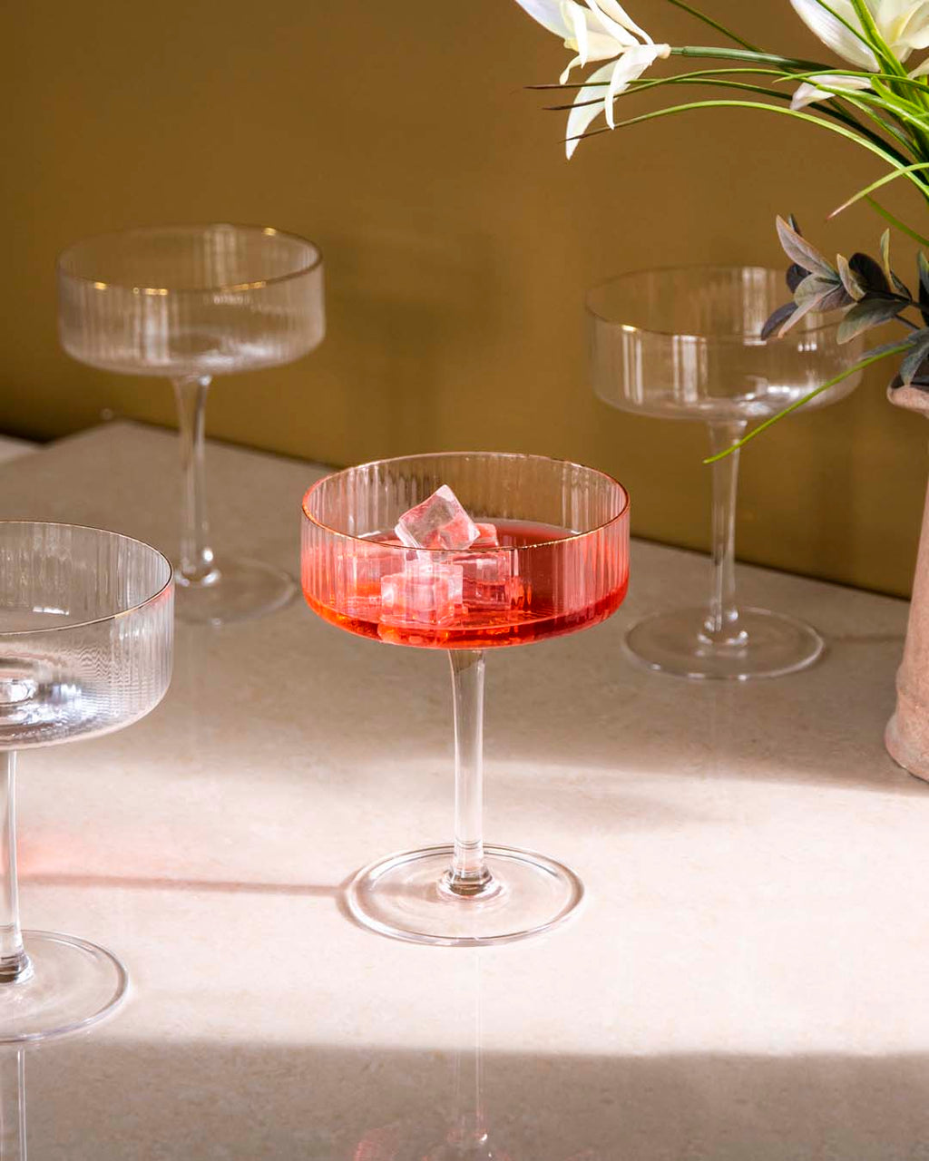 Copas De Cóctel De Cristal | Diseño Coupe Estriado-Glass-SeemSeem
