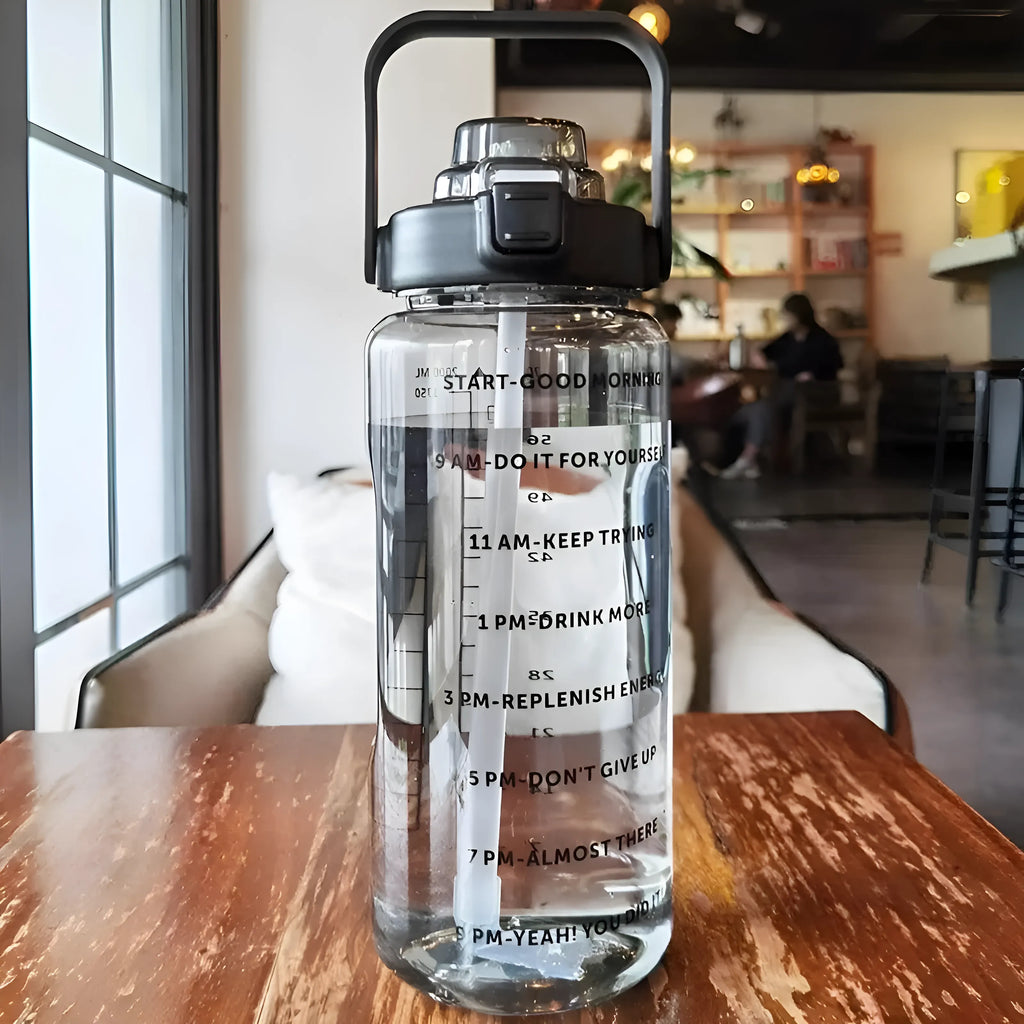 Botella Motivacional con Pajita | Marcador Horario para Hidratación Diaria-bottles-SeemSeem