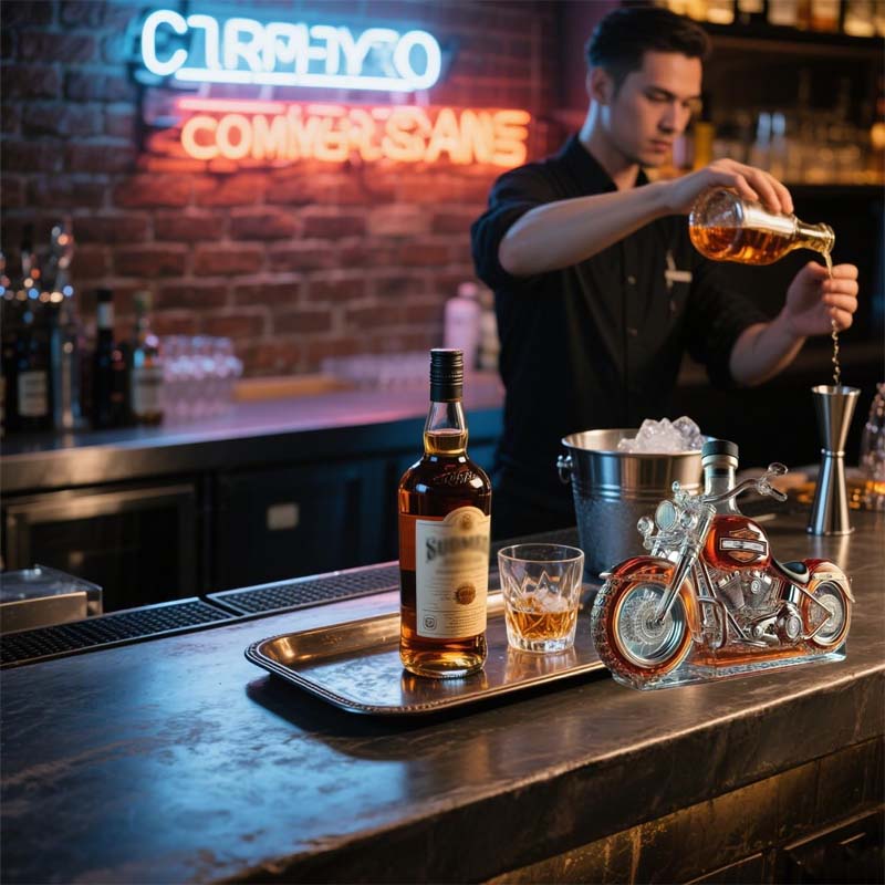 Decantador de Whisky Motocicleta Clásica | Recipiente Transparente Tapón Superior Para Bebidas-decanters-SeemSeem