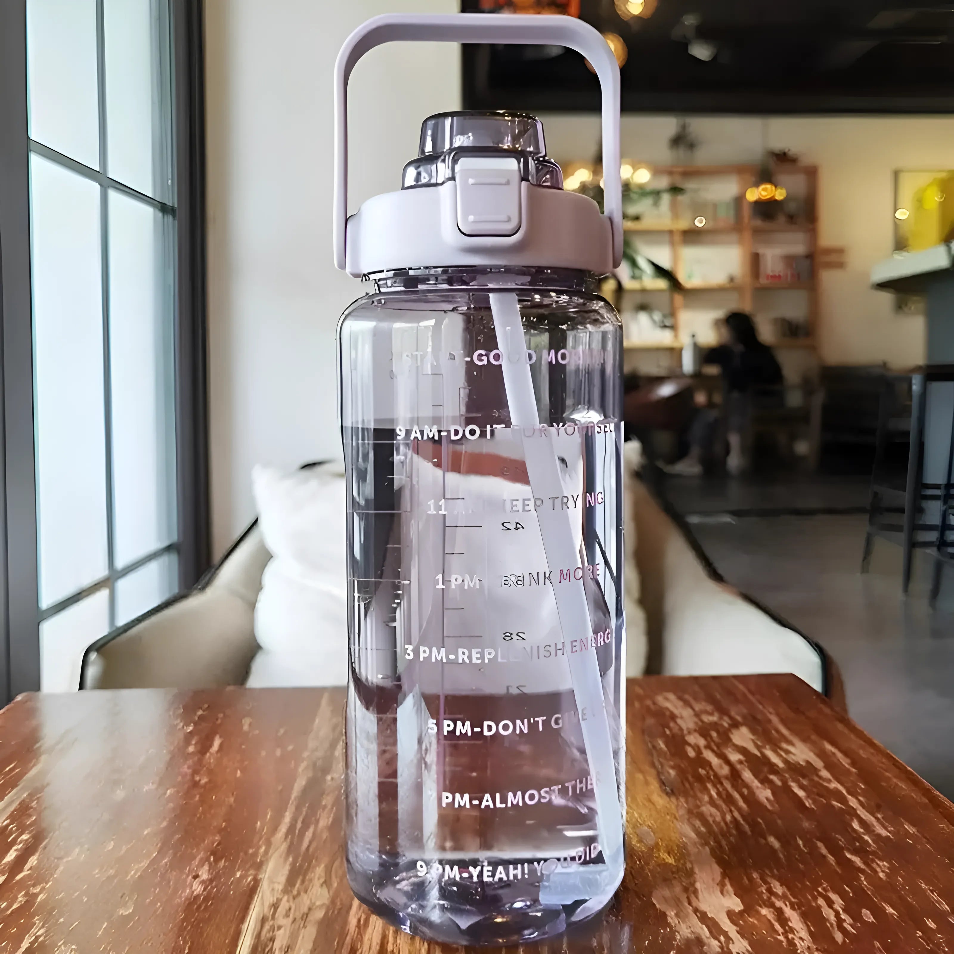 Botella Motivacional con Pajita | Marcador Horario para Hidratación Diaria-bottles-SeemSeem