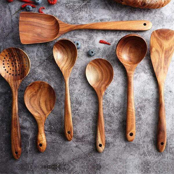 Utensilios De Cocina | Cucharón De Madera-Kitchen Utensil Set-SeemSeem