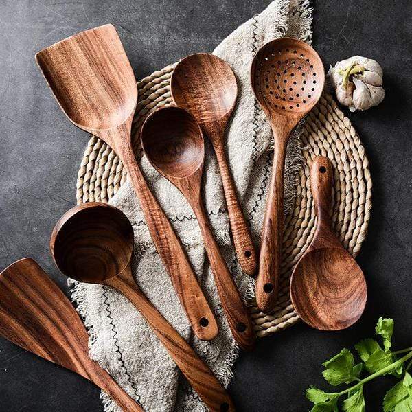 Utensilios De Cocina | Cucharón De Madera-Kitchen Utensil Set-SeemSeem