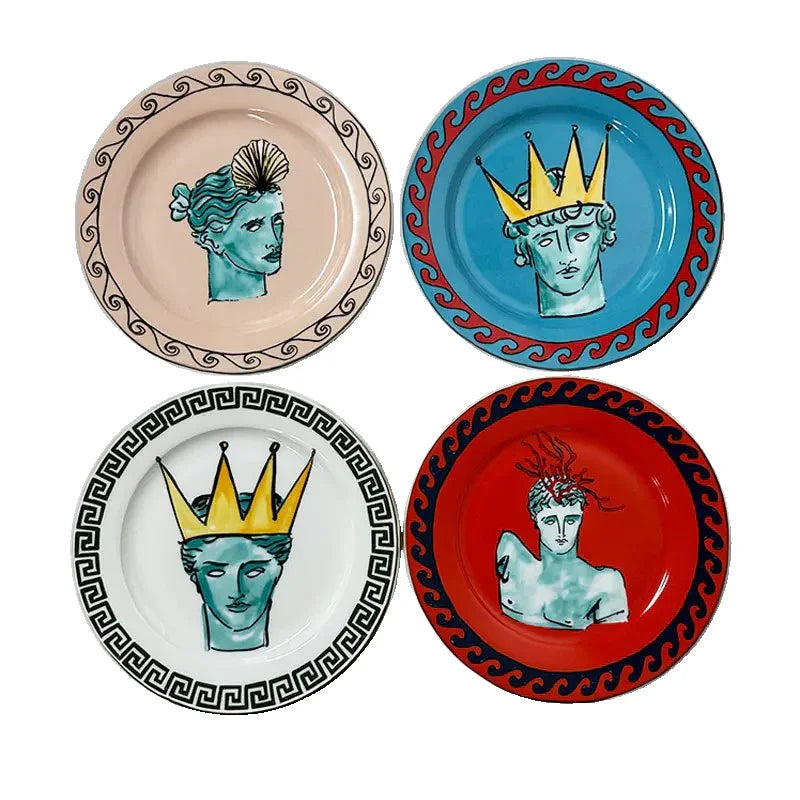 Juego de Platos Artísticos Mediterráneos | Vajilla Decorativa con Motivos Clásicos-plates-SeemSeem