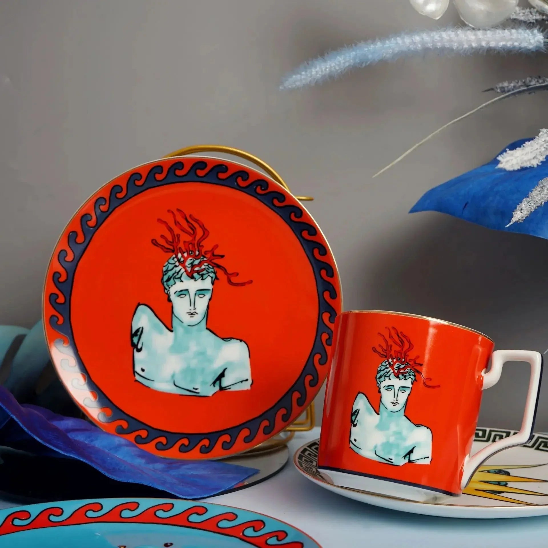 Juego de Platos Artísticos Mediterráneos | Vajilla Decorativa con Motivos Clásicos-plates-SeemSeem