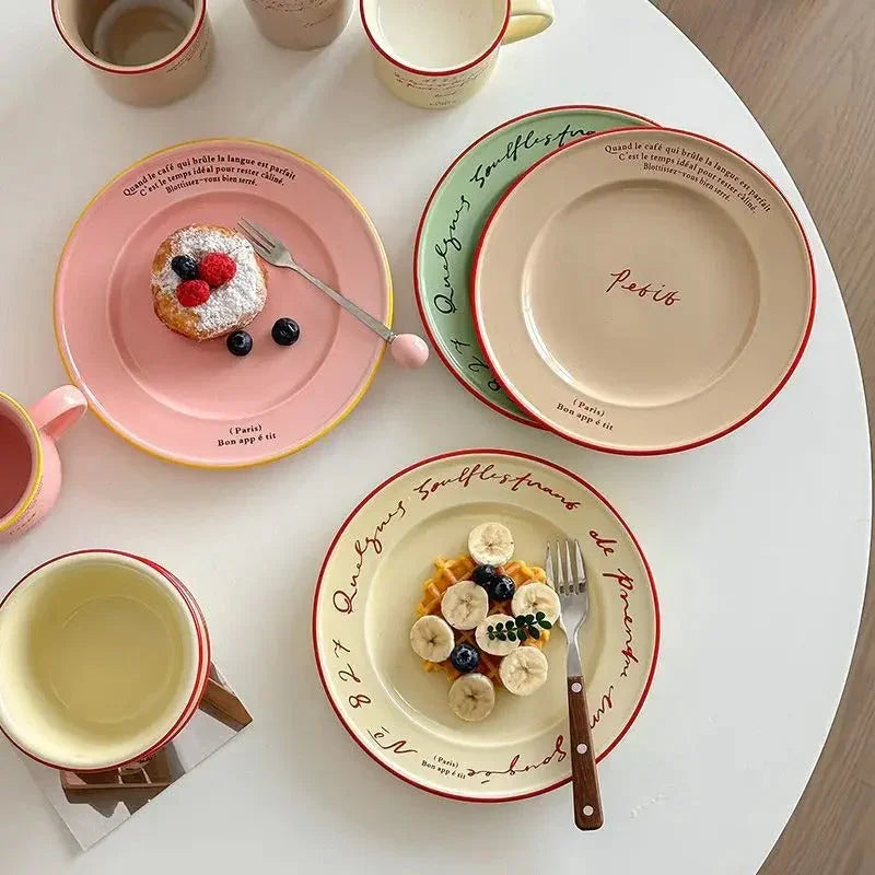 Juego De Vajilla Vintage Con Letras Decorativas | Platos Y Tazas Para Mesa-tablewear-SeemSeem